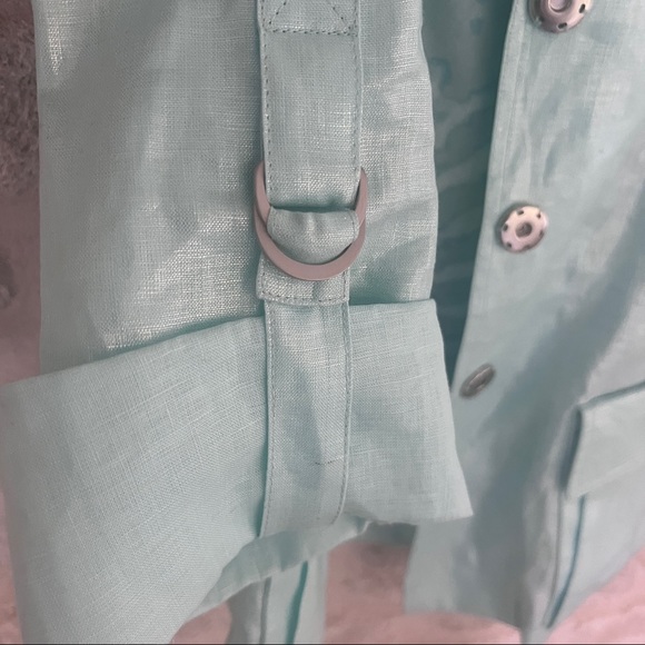 Lafayette 148 jacket and shell tank set light turquoise blue shimmer 12 - Picture 4 of 6